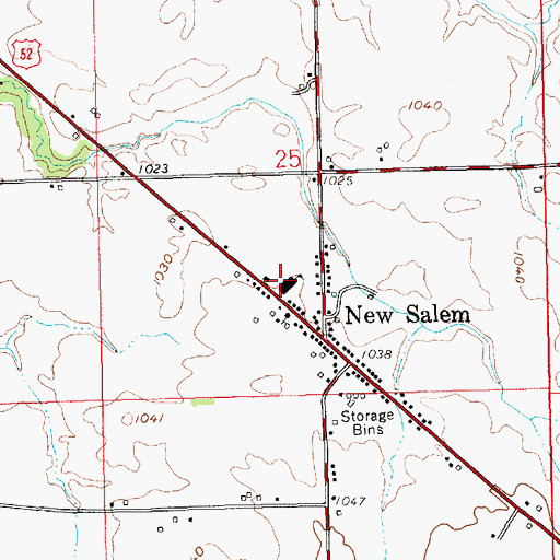 Topographic Map of New Salem Elementary and Junior High School, IN