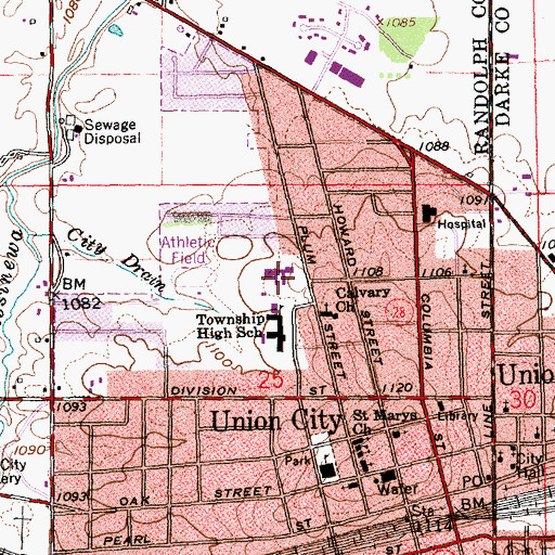 Topographic Map of North Side Elementary School, IN
