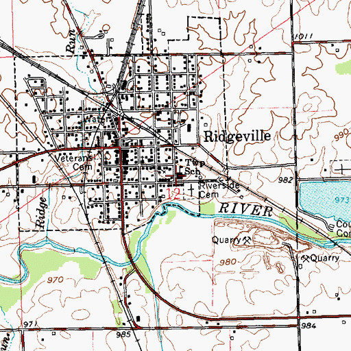 Topographic Map of Deerfield Elementary School, IN