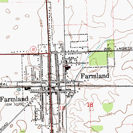 Topographic Map of Farmland Elementary School, IN