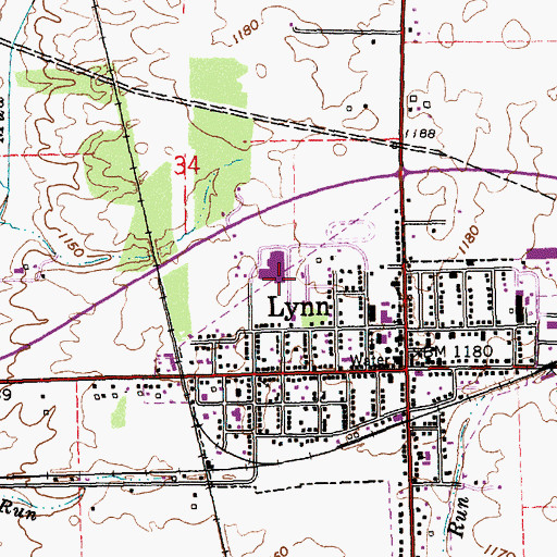 Topographic Map of Randolph Southern Junior-Senior High School, IN