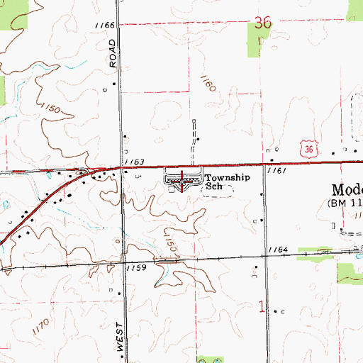 Topographic Map of Union Elementary School, IN
