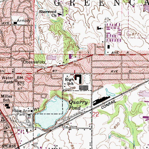 Topographic Map of Greencastle Senior High School, IN