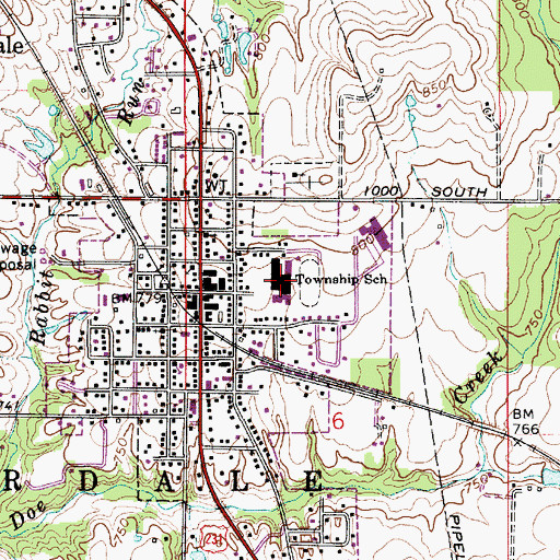 Topographic Map of Cloverdale Junior/Senior High School, IN