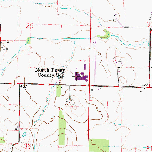 Topographic Map of North Posey Junior High School, IN