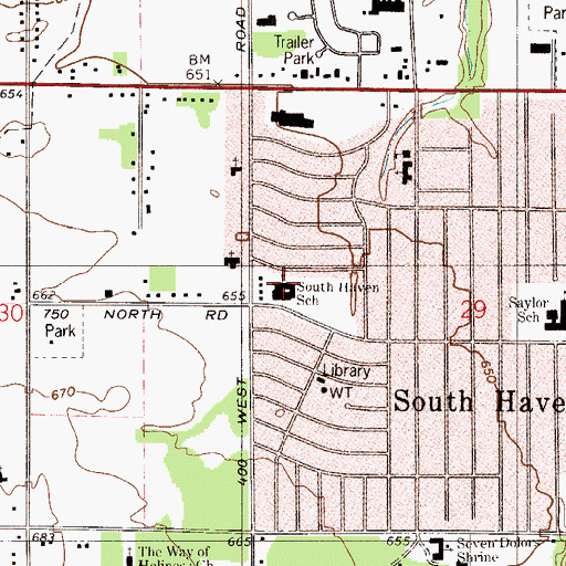 Topographic Map of South Haven Elementary School, IN