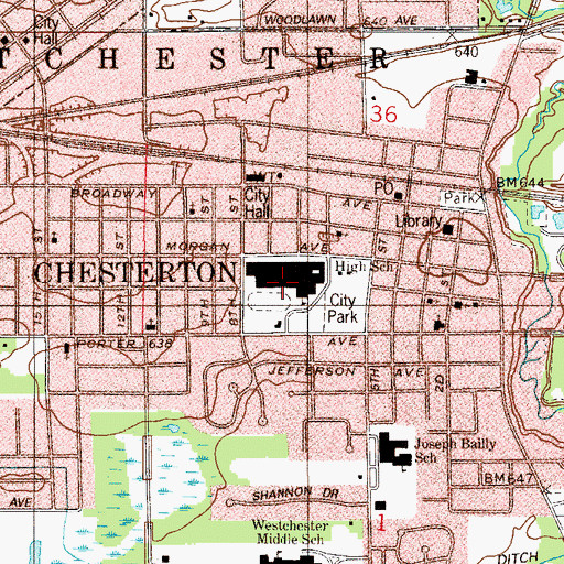 Topographic Map of Bailly Elementary School, IN