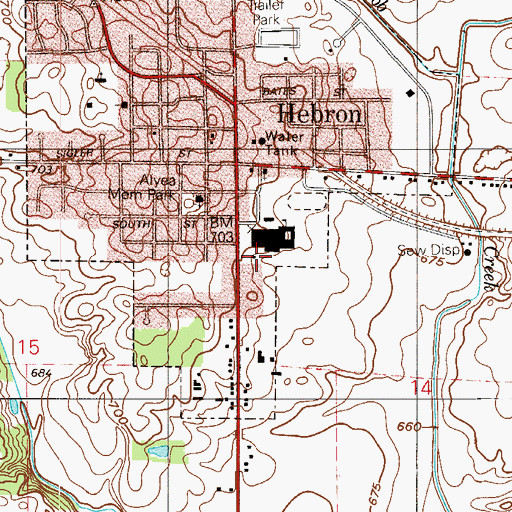 Topographic Map of Hebron Elementary School, IN