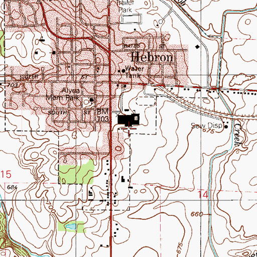 Topographic Map of Hebron Junior-Senior High School, IN