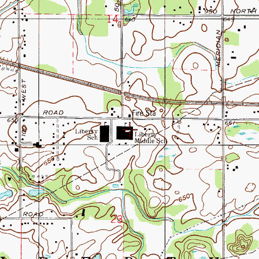 Topographic Map of Liberty Elementary School, IN