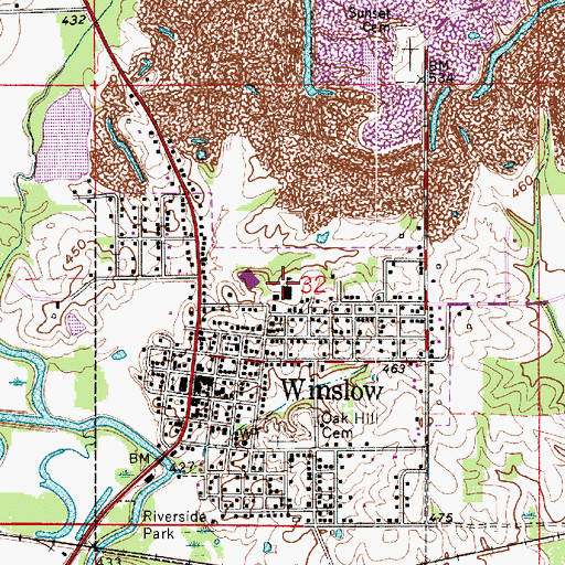 Topographic Map of Winslow Elementary School, IN