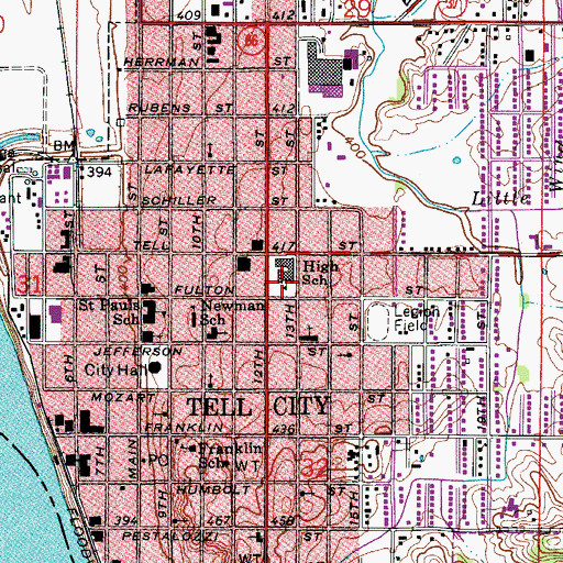 Topographic Map of Tell City High School, IN