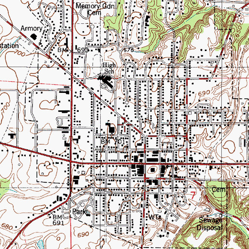 Topographic Map of Rockville Elementary School, IN