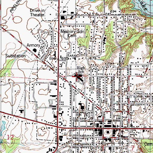 Topographic Map of Rockville Junior-Senior High School, IN