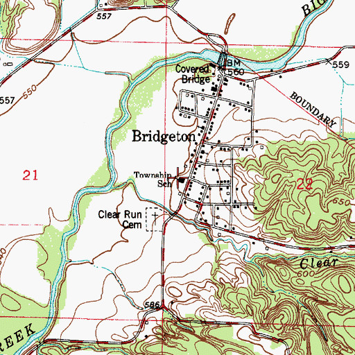 Topographic Map of Bridgeton Elementary and Junior High School, IN