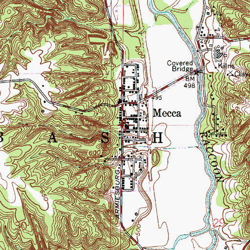 Topographic Map of Mecca Elementary School, IN
