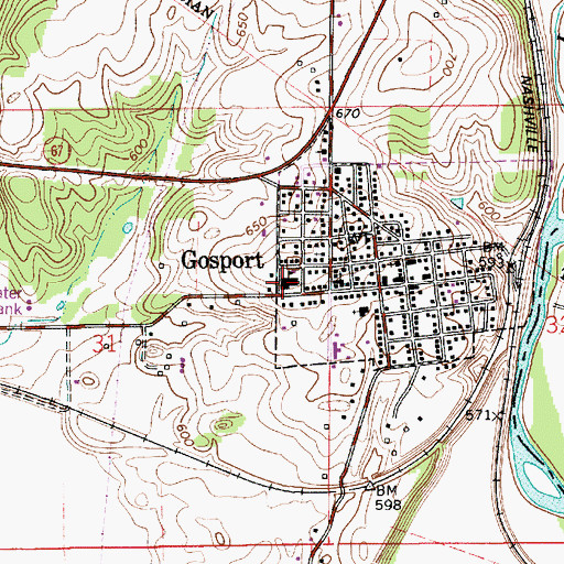Topographic Map of Gosport Elementary School, IN