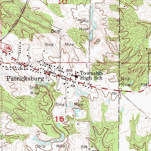 Topographic Map of Patricksburg Elementary School, IN