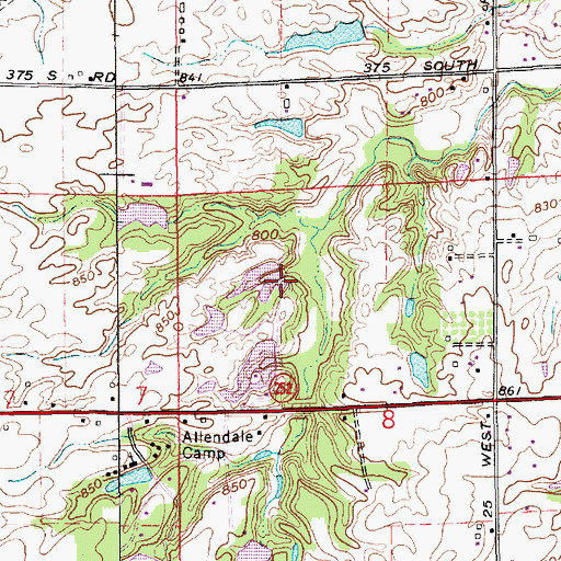 Topographic Map of Ray Willoughby Dam Number 1, IN
