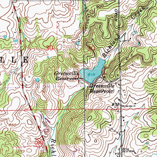 Topographic Map of Greenville Water Supply Dam, IN