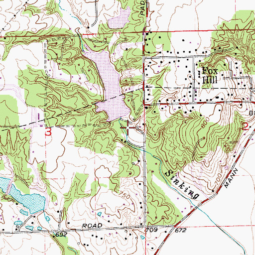 Topographic Map of Lower Wildwood Lake Dam, IN