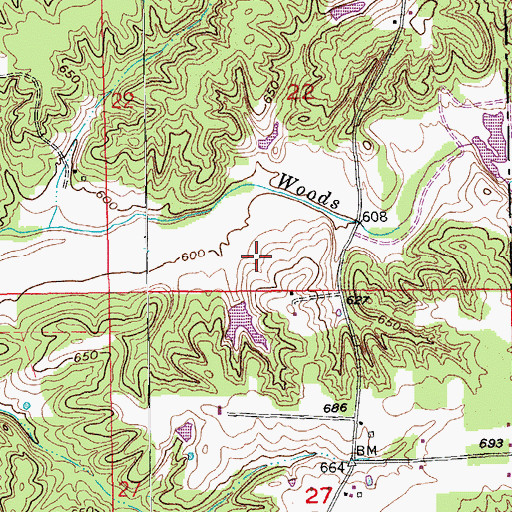 Topographic Map of Dow White Lake Dam, IN