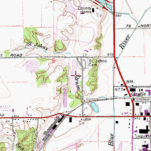 Topographic Map of Giboney Lake, IN