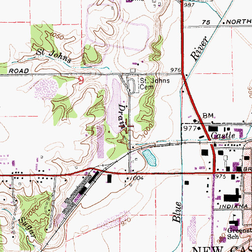Topographic Map of Giboney Lake Dam, IN