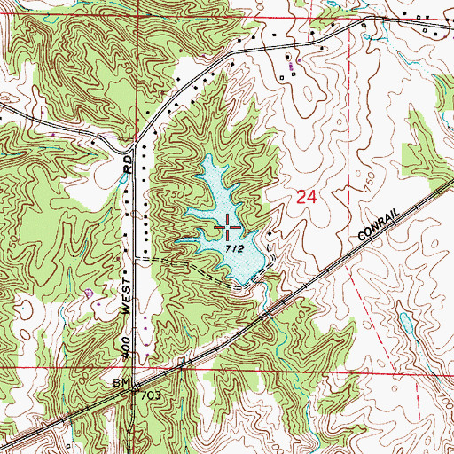 Topographic Map of Oakalla Lake, IN