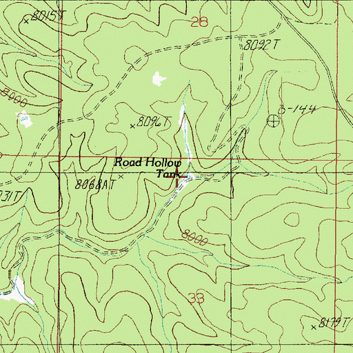 Topographic Map of Road Hollow Tank, AZ