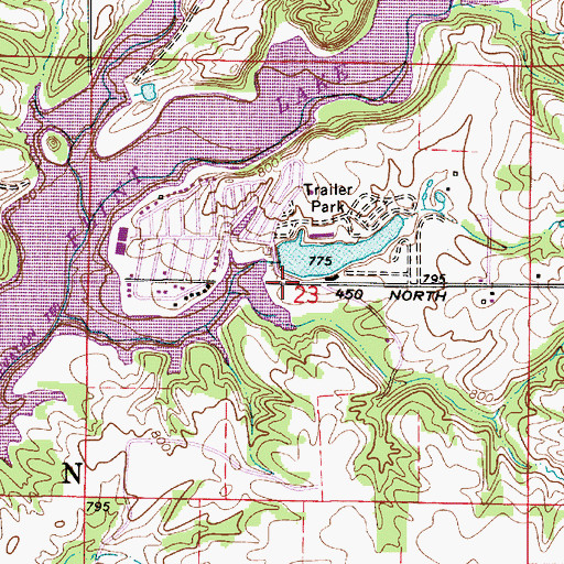 Topographic Map of Van Bibber Lake Dam, IN