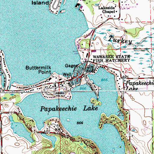 Topographic Map of Papakeechie Lake Dam, IN