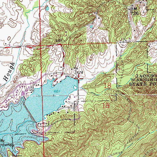 Topographic Map of Lake and Forest Club Dam, IN