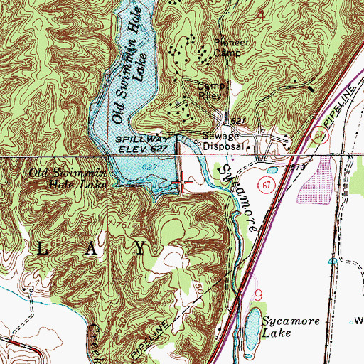 Topographic Map of Bradford Wood Lake Dam, IN