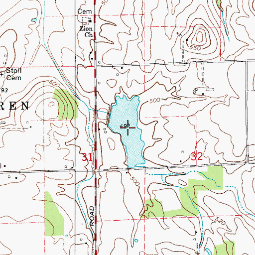 Topographic Map of Prairie Creek Structure Number A-2-1, IN