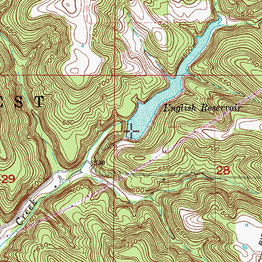 Topographic Map of English Water Supply Dam, IN