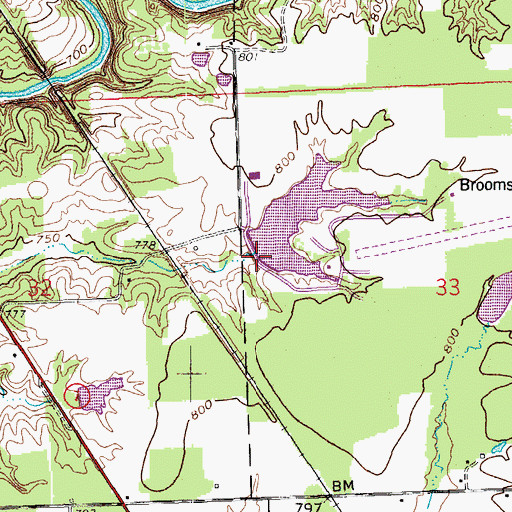 Topographic Map of Broomsage Ranch Lake Dam, IN