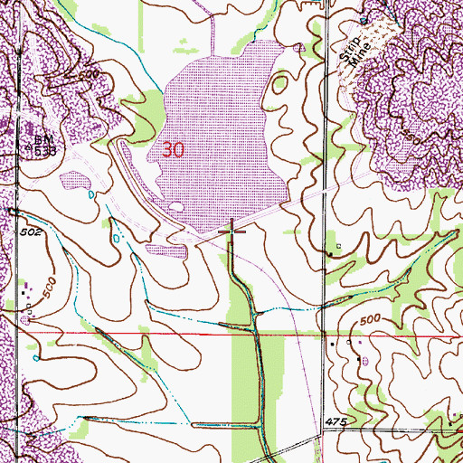 Topographic Map of Singer Ditch Dam, IN