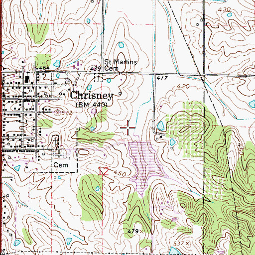Topographic Map of Chrisney Lake Dam, IN