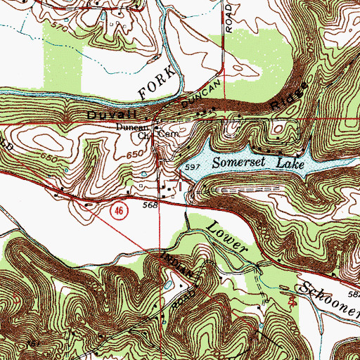 Topographic Map of Somerset Lake Dam, IN
