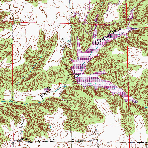 Topographic Map of Ken-Ray Lake Dam, IN