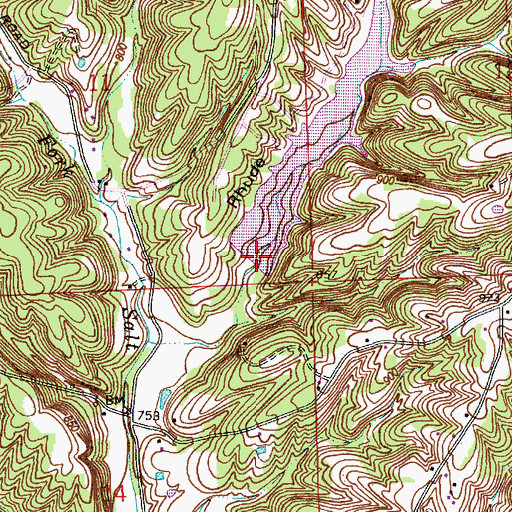 Topographic Map of Green Lake Dam, IN
