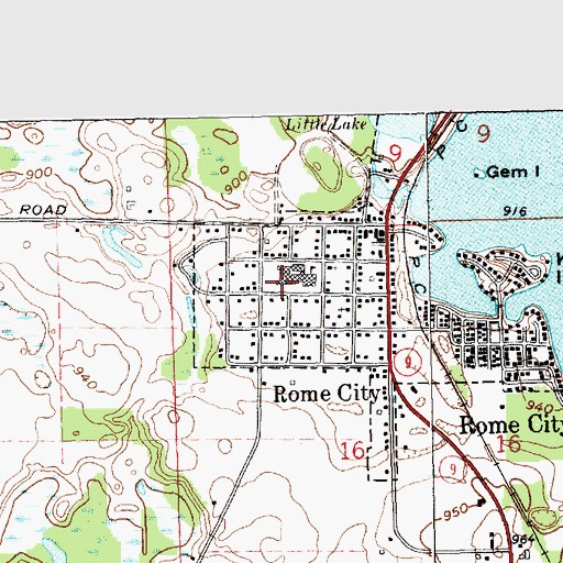Topographic Map of Rome City Elementary and Middle School, IN