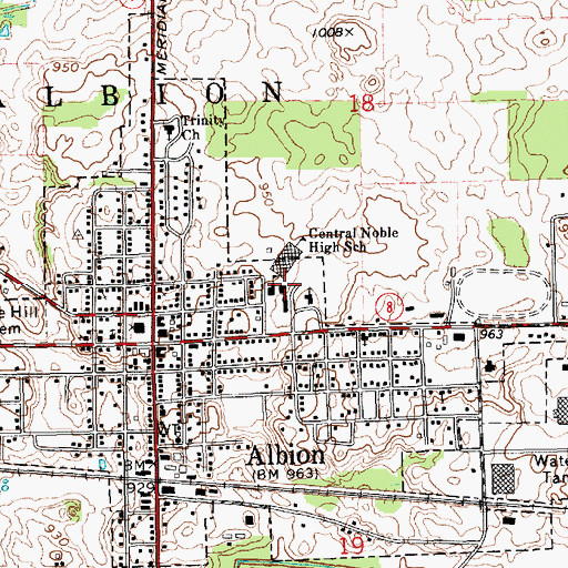 Topographic Map of Albion Elementary School, IN