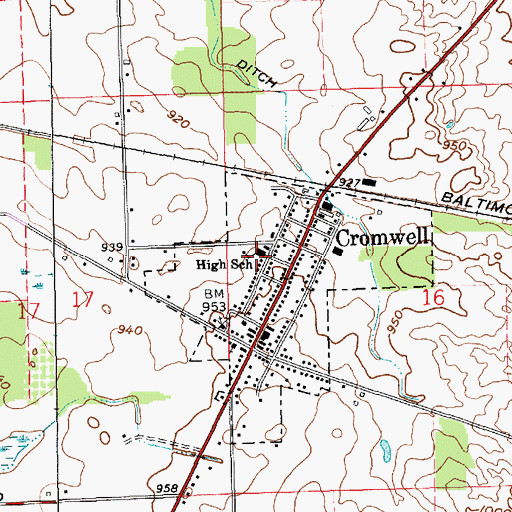 Topographic Map of Cromwell Elementary School, IN