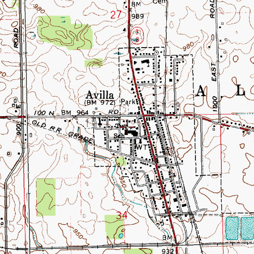 Topographic Map of Avilla Elementary and Middle School, IN