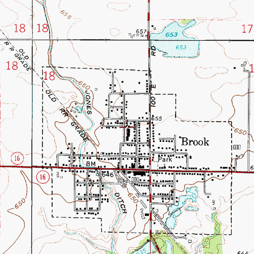 Topographic Map of Brook Elementary School, IN