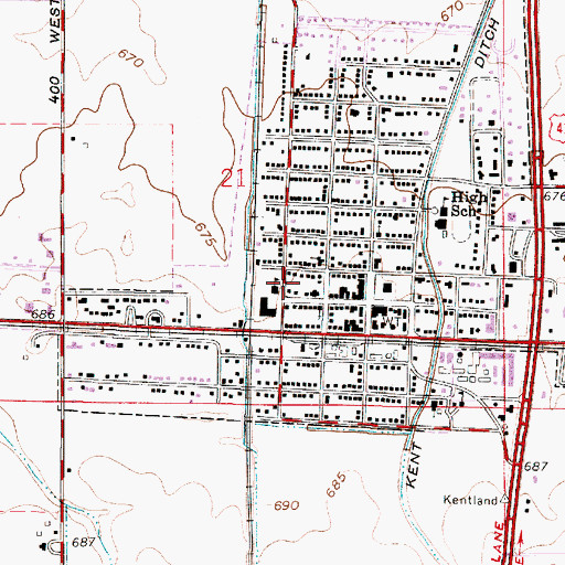 Topographic Map of Kentland Elementary School, IN