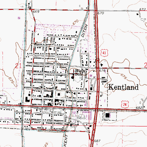 Topographic Map of South Newton Junior and Senior High School, IN