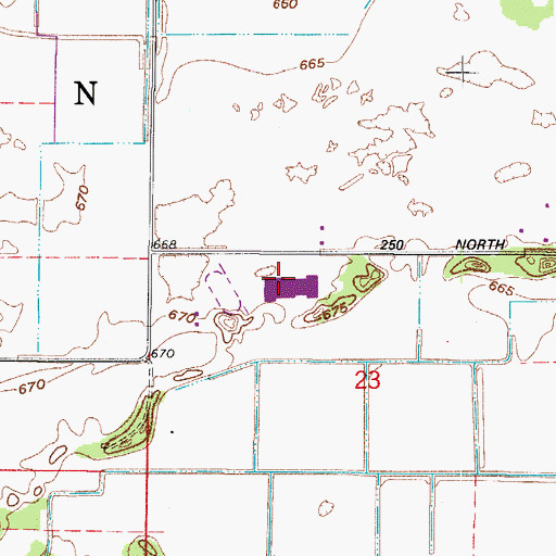 Topographic Map of North Newton High School, IN